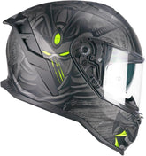 CGM 363S SHOT NIPPO Integral Moto Casco Negro Fluo Amarillo Mate